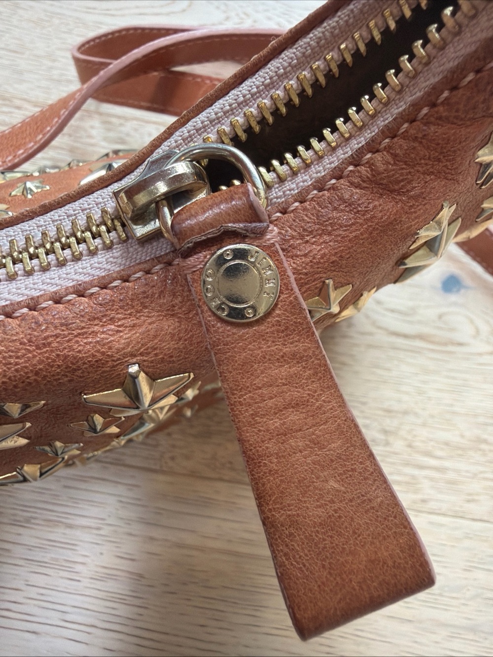 Jimmy Choo Brown Leather Star-Stud Crossbody Bag - Picture 6 of 14